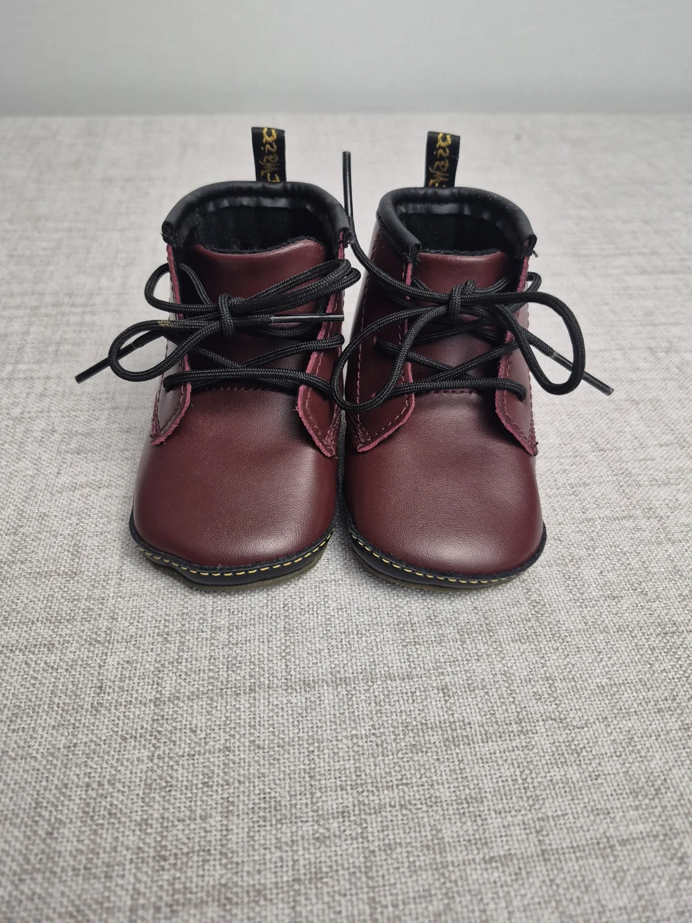 Dr. Martens Auburn Leather Crib Boots - Burgundy (Size 3)